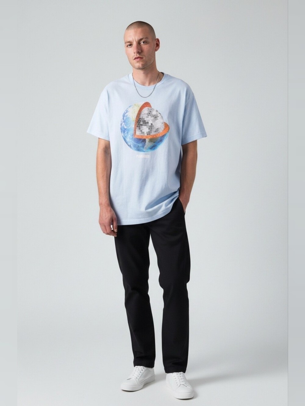 Pleasures Dance Light Blue Graphic T‑Shirt Y2K Men's XL Preppy